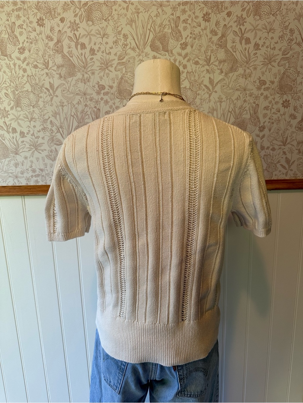 Banana Republic Cream Short-Sleeve Knit Top - Picture 6 of 7